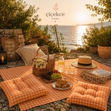 ÇİÇEKCE HOME Çiçekce Home Pötikare Çok Amaçlı Sofrebezi - Masa Örtüsü 3 Lü Set 80X80 1 Adet + Minder Boncuk Silikonlu 2 Adet