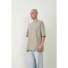 Medi Giyim Erkek Baskılı T-Shirt Kısa Kol Bisiklet Yaka Rahat Kalıp Tişört  - Boyalı Gri