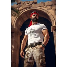 Medi Giyim Erkek Kısa Kol Yazlık Tişört Bisiklet Yaka Baskılı Oversize T-Shirt - Beyaz