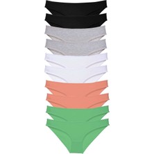 Asil Acar Home 10 Adet Süper Eko Set Likralı Kadın Slip Külot Siyah Gri Beyaz Pudra Yeşil