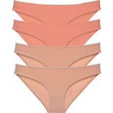 Asil Acar Home 4 Adet Süper Eko Set Likralı Kadın Slip Külot Pudra Ten - Xl
