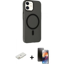 Pileli Store Pilelistore™ iPhone 11 Kılıf Çekirdek Modern Prime - Siyah 3D Antistatik Mat Seramik Nano Ekran Koruyucu + Renkli Kamera Lens Koruma Cam - Tu