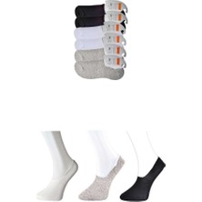 Asil Acar Home Siyah Gri ve Beyaz Erkek Babet Çorap 6 Çift
