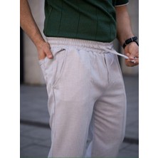 Medi Giyim Erkek Keten Cepli Çıma Dikişli Jogger Buggy Pantalon Rahat Kalıp - Gri