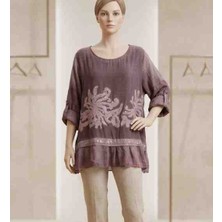 Park Moda Italyan Kabartmalı Desenli Ipek Bluz