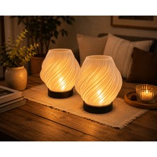 B&B 2 Adet Spiral Kablosuz Masa Lambası 11 x 13 cm Tealight LED Işık Hediyeli