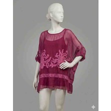 Park Moda Italyan Kabartmalı Desenli Ipek Bluz