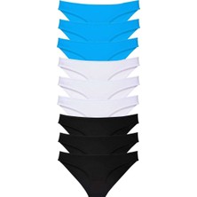 Asil Acar Home 9 Adet Süper Eko Set Likralı Kadın Slip Külot Siyah Beyaz Mavi - Xl