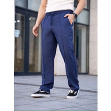 Medi Giyim Erkek Keten Cepli Çıma Dikişli Jogger Buggy Pantalon Rahat Kalıp - Lacivert