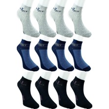 Asil Acar Home 12 Çift Pamuklu Erkek Yazlık Spor Bilek Çorap Siyah Gri Lacivert