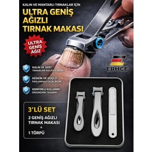 ERHCE 2 Tırnak Kesme Makası + 1 Törpü Seti Kalın Sert Mantarlı Tırnaklar için Metalik Gri Tasarım