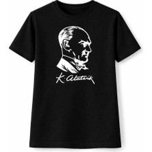 Medi Giyim Erkek Çocuk Atatürk Baskılı Tişört Kısa Kollu Bisiklet Yaka T-Shirt - Siyah