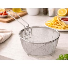 Hanedanev Paslanmaz Saplı Kulplu 20 cm Çaplı Fritöz Kızartma Cips Teli Hareketli Tel