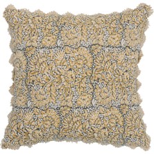 Yargıcı Çiçek Desenli Pamuk Kumaş Kare Yastık(50x50 Cm)