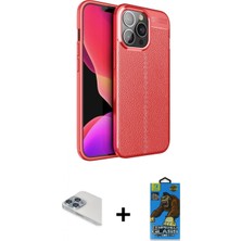 Pileli Store Pilelistore™ iPhone 13 Pro Max Kılıf Doruk Klasik Özel Seri - Siyah 18D Cam Ekran Koruyucu + Pers Alüminyum Kamera Lens - Sabe