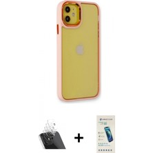 Pileli Store Pilelistore™ iPhone 12 Kılıf Eksen Doku Prime - Şeffaf Pasifik Cam Ekran Koruyucu + Kamera Lens Koruma Cam - Sf