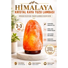 Anadolu Hasat Himalaya Kristal Kaya Tuzu Lambası 2-3 kg | Doğal Tuz Lambası | Ahşap Tabanlı | 1,5 Metre Açma-Kapama Kablolu