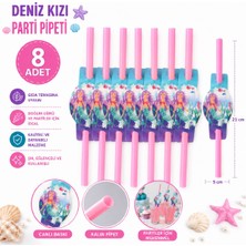 Bkmc 🏆 Deniz Kızı Doğum Günü Parti Pipeti 8 Adet Pembe Mermaid Parti Süsü