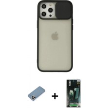 Pileli Store Pilelistore™ iPhone 12 Pro Max Kılıf Vadi Çizgi - Siyah 360 Mat Full Body Arka Koruyucu + Shine Kamera Lens Koruma Cam - Gı