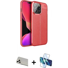 Pileli Store Pilelistore™ iPhone 13 Pro Max Kılıf Doruk Klasik Özel Seri - Siyah 3D Antistatik Cam Ekran Koruyucu + Rainbow Kamera Lens Koruma Cam - Bz