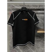 Medi Giyim Erkek Tişört Karoyaka Dikişli Oversize T-Shirt - Siyah