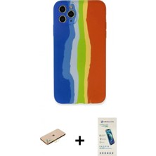 Pileli Store Pilelistore™ iPhone 11 Pro Kılıf Yadigar Çizgi - Şeffaf Pasifik Cam Ekran Koruyucu + Renkli Kamera Lens Koruma Cam - Sı