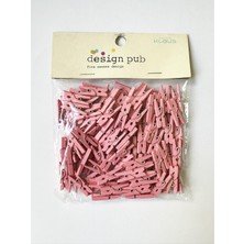 Omeyva Pembe Mini Ahşap Mandal Renkli Dekoratif Fotoğraf Mandalı - 2.5 Cm. - 100 Adetlik Paket