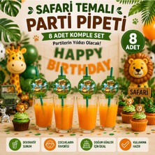 Bkmc Safari Temalı Parti Pipeti 8 Adet | Doğum Günü Parti Süsleri | Çocuk Parti Malzemeleri | Dekoratif Pipet Seti