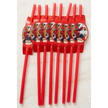 Bkmc Party Premium Örümcek Adam Spider-Man Karakterli Lüks Parti Pipeti Gıdaya Uygun 8'li Set