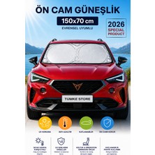 TUMKE Araba Ön Cam  Güneşlik Premium Araç İçi Gölgelik Büyük Boy Katlanabilir Isı Yansıtıcı Uv Korumalı Oto İçi  Güneş Koruyucu Perde