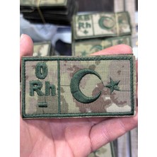 MEKOTEX Askeri Kan Gruplu Arma Patch - Türk Bayraklı Kamuflaj Cırtlı Peç