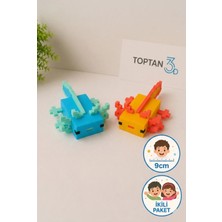 Toptan3D (2'li Paket) Axolotl Büyük Boy, Ikili Aksolotl Figür Oyuncak - 9 cm