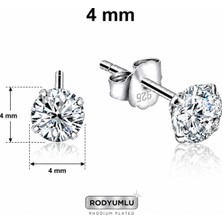La Mia Felicita 925 Ayar Gümüş 4 mm Tektaş Çivili Küpe – Rodyum Kaplama