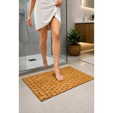 Primeaks Doğal Bambu Duş Matı 42X62 cm Kaymaz Banyo Paspası