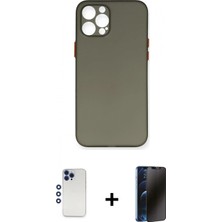 Pileli Store Pilelistore™ iPhone 12 Pro Max Kılıf Yadigar Yansıma Serisi - Siyah 3D Antistatik Hayalet Cam Ekran Koruyucu + Shine Kamera Lens - Lt
