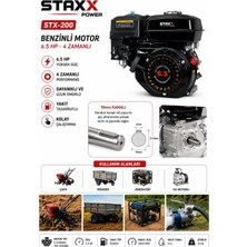 Staxx Power Çok Amaçlı Benzinli Motor 6.5 Hp 4 Zamanlı Çapa Su Motoru Jeneratör Go Kart Için 19MM Kamalı Seri