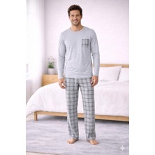 Meynur Moda Pamuklu Penye Uzun Kollu Erkek Pijama Takımı