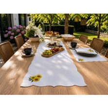 Bba Sanatsal Linoriahome Ayçiçeği Desenli Nakışlı Runner 35X110 cm