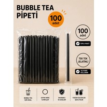 Ardin Jelatinli Bubble Tea Pipeti 12 mm 22 cm Kalın Smoothie Frozen Boba Pipeti 100 Adet