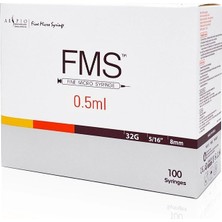 Fms 0.5 Ml Micro Insülin Fine Enjektör Şırınga 100 Adet 32g X 8mm Ergonomik Tasarım ve Konforlu Kullanım