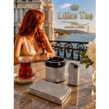 Lüks Taş Taşlı Kutu Çakmak ve Küllük [ Kısa Slim ]