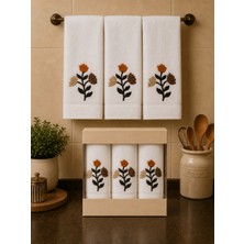 Hig Store Punch Panc Nakışlı Hediyelik Çeyizlik %100 Pamuk Mutfak Havlu Havlu Seti Kutulu 30*50 cm