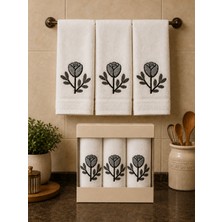 Hig Store Punch Panc Nakışlı Hediyelik Çeyizlik %100 Pamuk Mutfak Havlu Havlu Seti Kutulu 30*50 cm