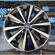 Yk 15 Inç Ford Focus / Fiesta / Tourneo / Connect / Courier Uyumlu Çift Renk Jant Kapağı 4'lü Takım Amblem Hediyeli
