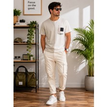 Stsahra  Erkek Beyaz O Yaka Basic T-Shirt