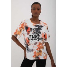 Stsahra Kadın Beyaz Bisiklet Yaka T-Shirt