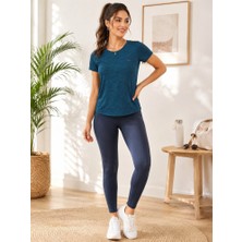 Crosstime  Kadın Turkuaz Bisiklet Yaka Basic T-Shirt