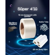 Dalpak Ambalaj 13 mm Lifli Çember + Streç Film + Plastik Köşebent + Bukle Toka Seti