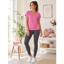 Crosstime  Kadın Pembe Bisiklet Yaka Basic T-Shirt