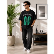 Stsahra  Erkek Siyah Oversize T-Shirt